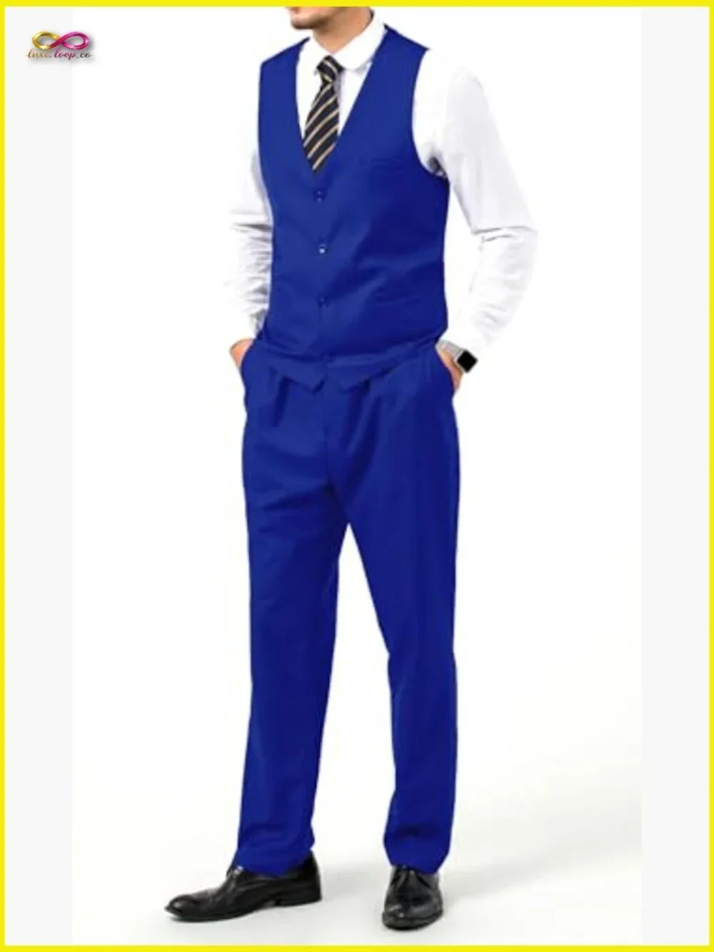 Slim Fit Suit Set Modern Formal Business Wear Vest Pants Tie Included